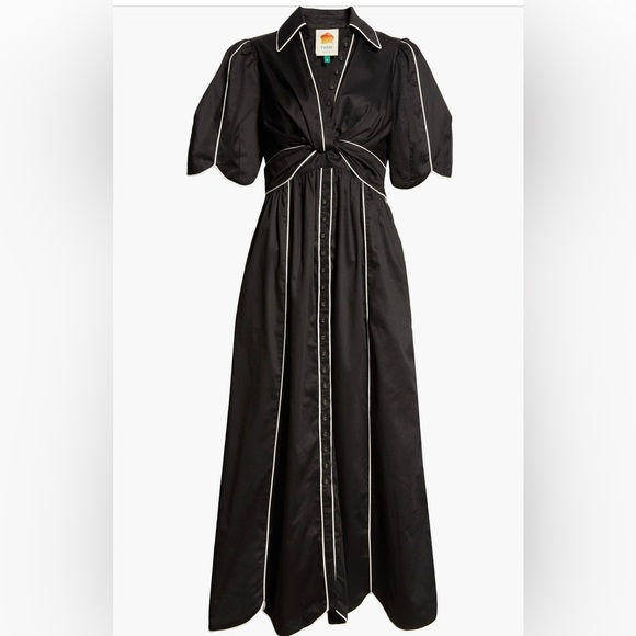 NWT Farm Rio Black and White Tie Front Shirt Dress - Picture 2 of 5